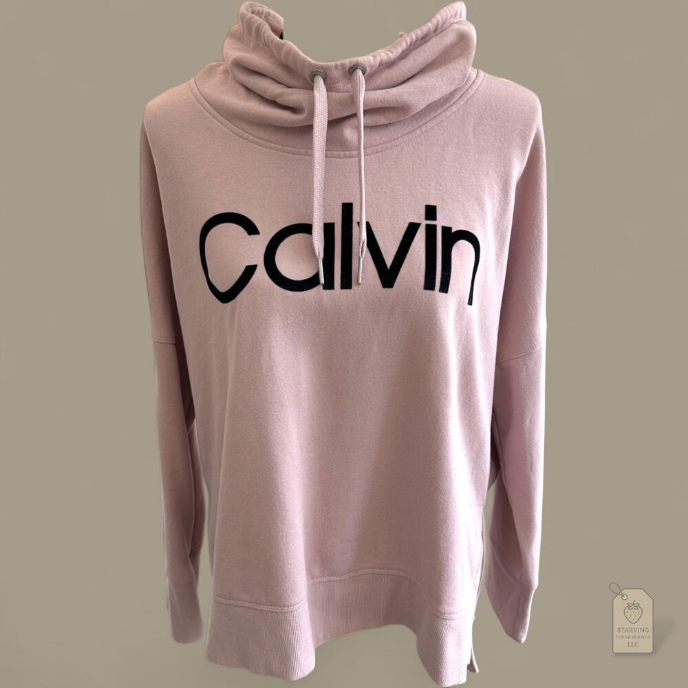 Calvin Klein Pink Cowl Neck Sweatshirt Pullover L
